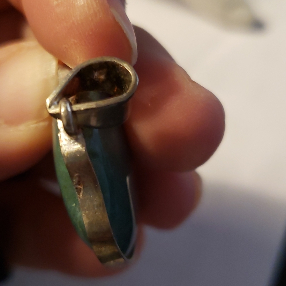 Vintage (80s) Green Agate Pendant - Picture 3 of 3